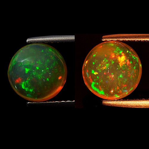 Opal Multi Color 1.60 Ct. Round Cabochon 8.1 Mm. Natural Gem Ethiopia Unheated