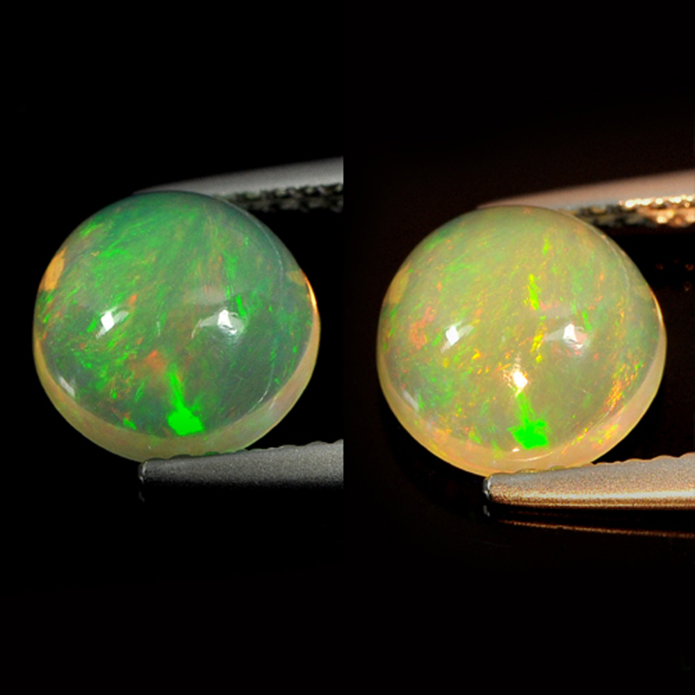 Opal Multi Color 1.60 Ct. Round Cabochon Shape 8.1 Mm. Natural Gemstone Unheated