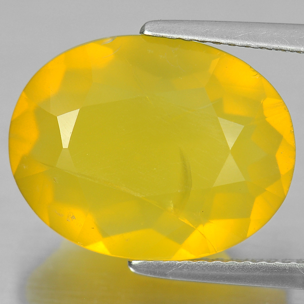 6.38 Ct. Blazing Natural Gemstone Yellow Opal Oval Shape From Mexico Unheated