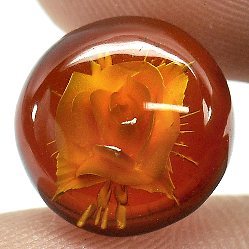 1.71 Ct. Flower Carving In Natural Brown Yellow Amber