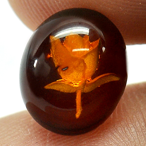 1.29 Ct. Flower Carving In Natural Brown Yellow Amber