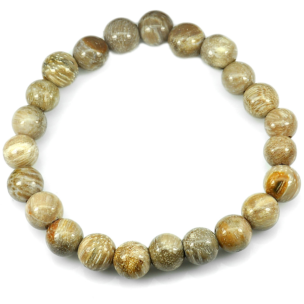 82.18 Ct. Natural Petrified Wood Unheated Brown Unique Pattern Bracelet 8 Inch.