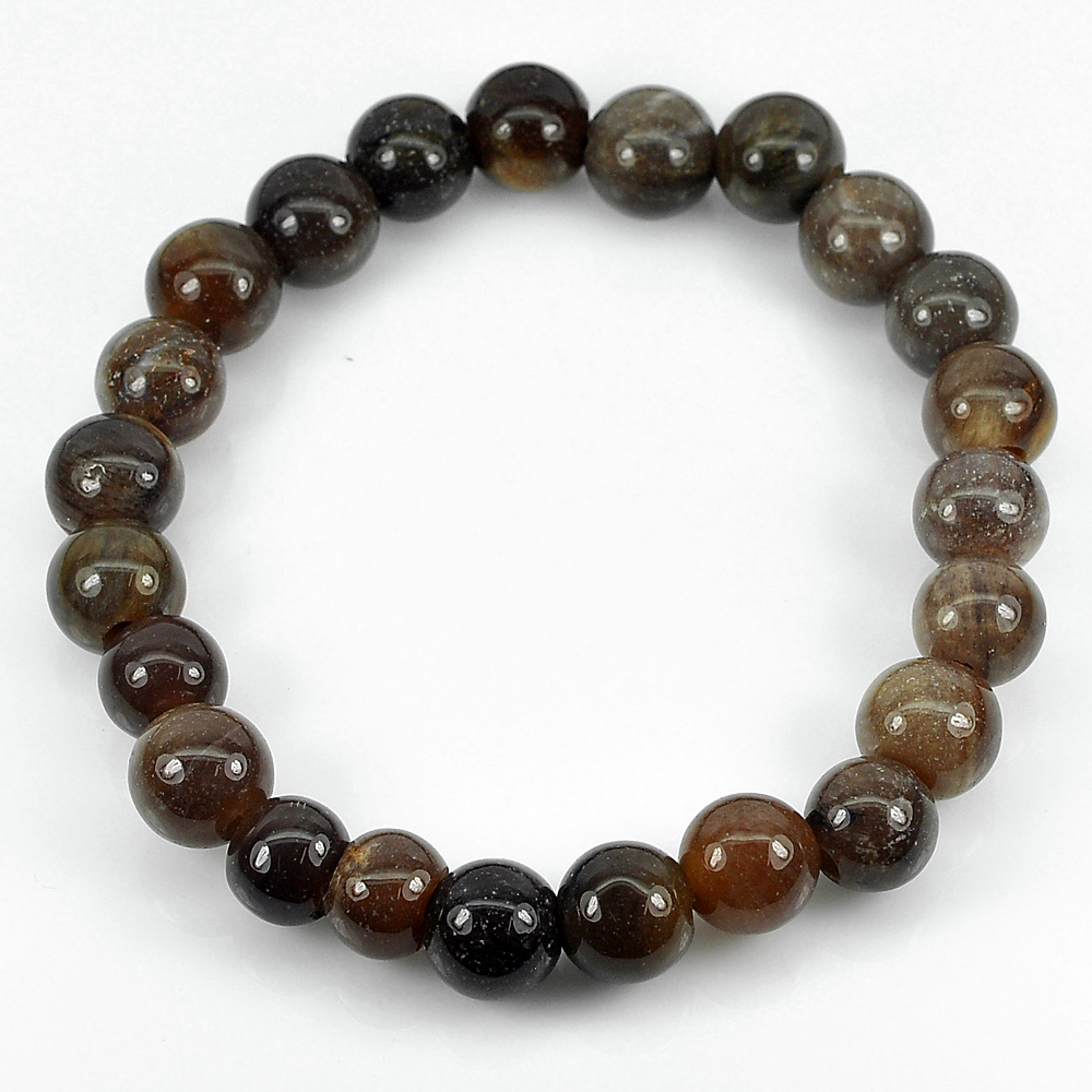 88.50 Ct. Unheated Brown Unique Pattern Natural Petrified Wood Bracelet 7 Inch.