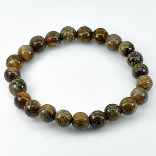 89.39 Ct. Natural Petrified Wood Unheated Brown Unique Pattern Bracelet 8 Inch.