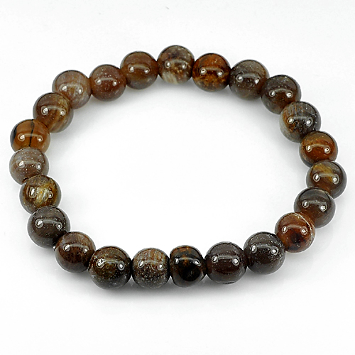 88.37 Ct. Natural Petrified Wood Unheated Brown Unique Pattern Bracelet 8 Inch.