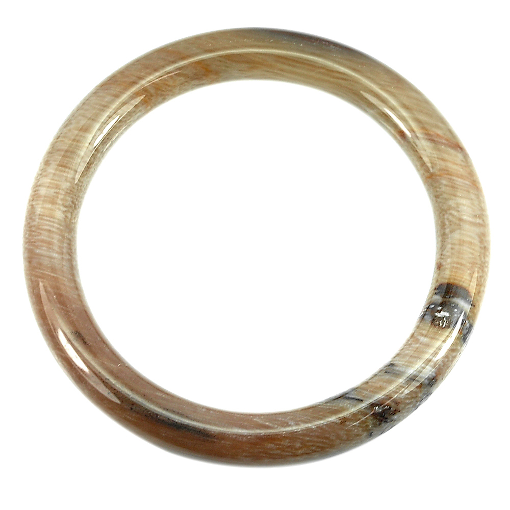 215.92 Ct. Natural Brown Petrified Wood Unique Pattern Bangle 80 x 61 x 9.8 Mm.
