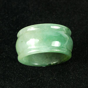 31.52 Ct. Natural Green White Ring Jade Size 8.5 Unheated