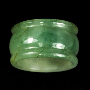 37.28 Ct. Nice Natural Green White Ring Jade Size 8.5 Unheated