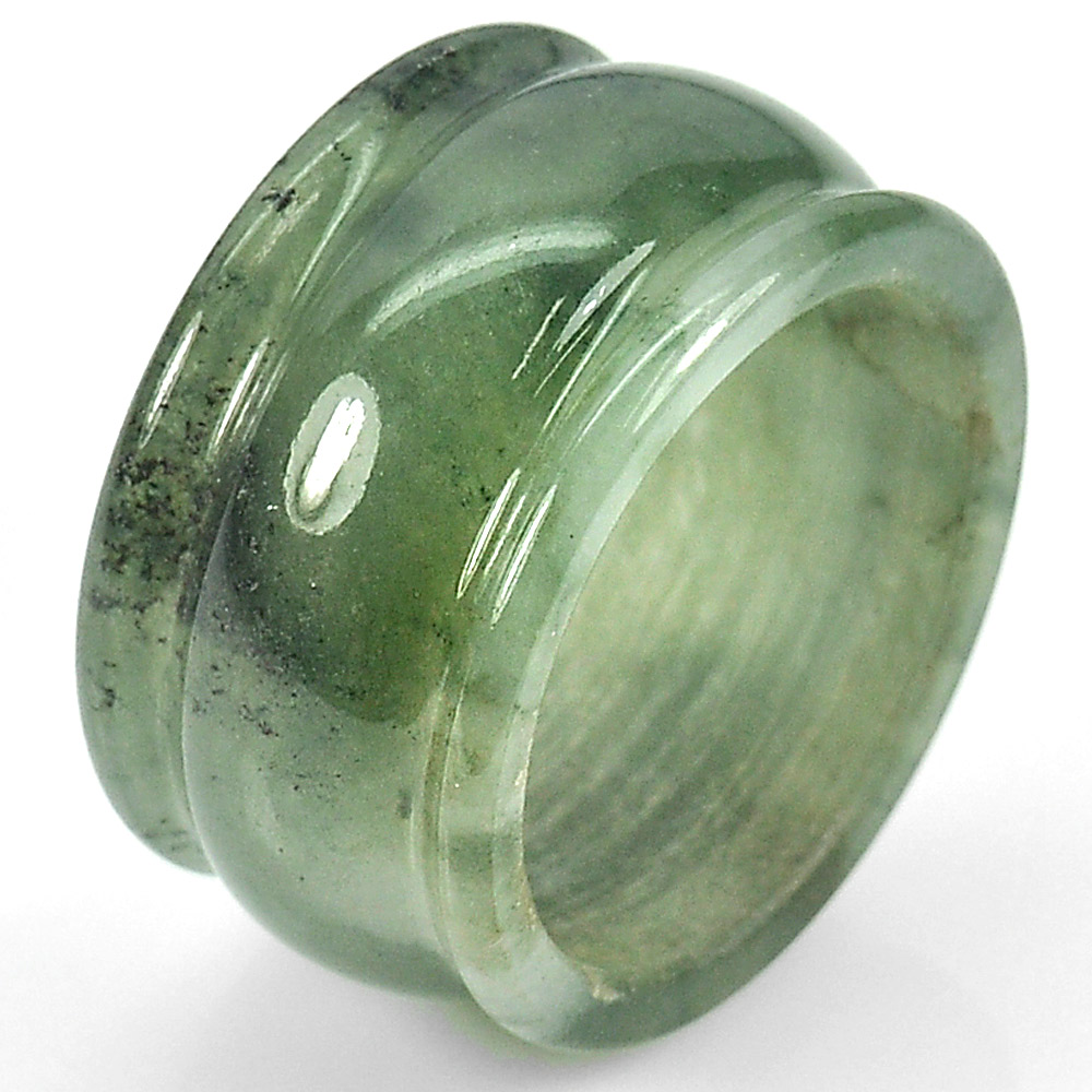 Unheated 33.91 Ct. Natural Green White Ring Jade Sz 8.5