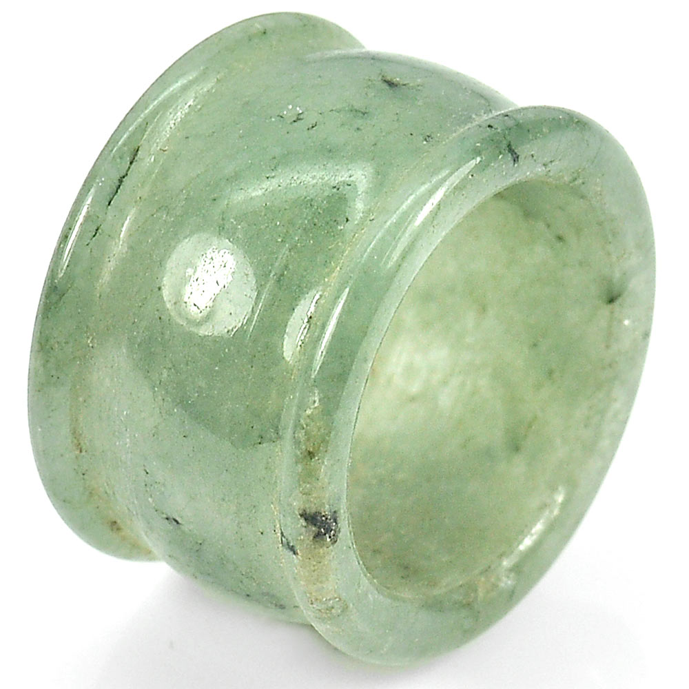 48.13 Ct. Natural Green White Ring Jade 8 Sz Unheated