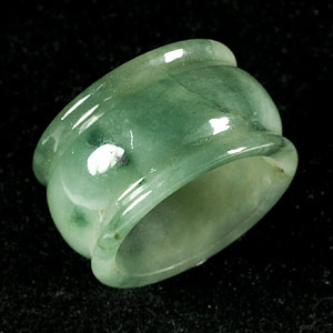 37.20 Ct. Natural Green White Ring Jade Sz 9 Unheated