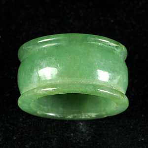 39.54 Ct. Natural Green White Ring Jade Unheated 9 Sz