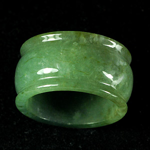 32.67 Ct. Natural Green White Ring Jade 9 Sz Unheated