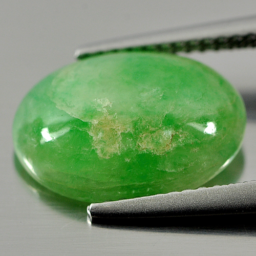 4.84 Ct Oval Cabochon Natural Green White Jade Unheated