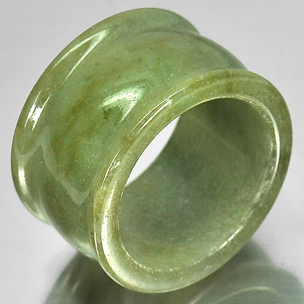 Natural Gemstone White Green Ring Jade Size 9 Unheated 46.77 Ct.