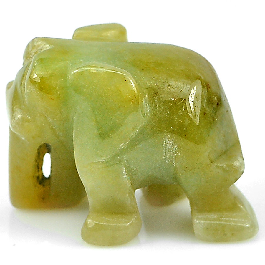 Attractive 63.34 Ct. Natural Gemstone Green Jade Elephant Carved Unheated