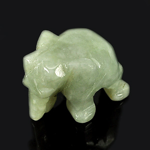 68.40 Ct. Nice  Natural White Green Jade Carving Elephant Thailand