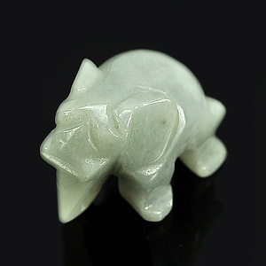 61.37 Ct. Charming Carving Elephant Natural Green Jade Thailand