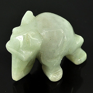 65.68 Ct. Carving Elephant Natural White Green Jade Thailand