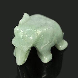 71.17 Ct. Good Natural White Green Jade Carving Elephant Thailand