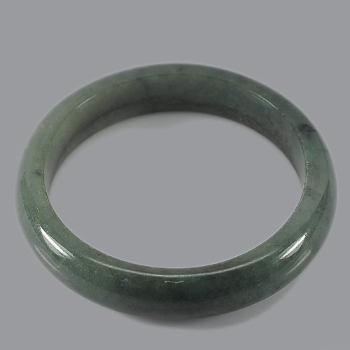 260.96 Ct. Size 70 / 56 / 13 Mm. Gemstone  Natural Green Black Jade Bangle