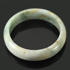 280.45 Ct. Size68x55x16 Mm. Natural Gemstone Green White Jade Bangle Unheated