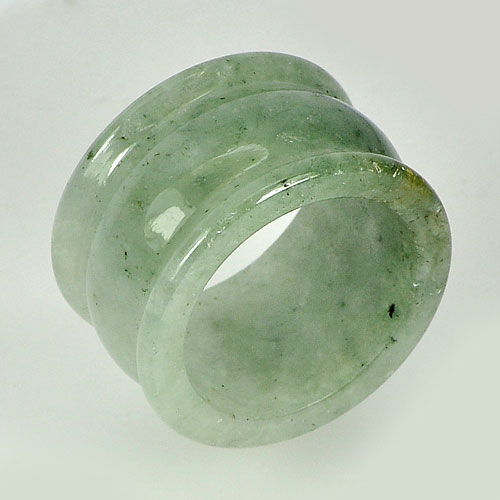 48.49 Ct. Size 9.5 Natural White Green Jade Ring Thailand