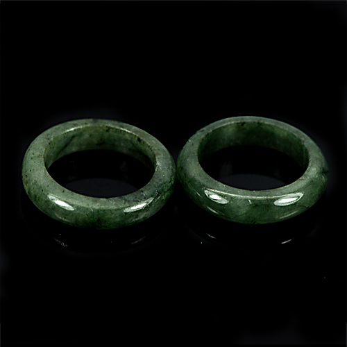 Natural Green Rings Jade Sz 5 Unheated 24.49 Ct. 2 Pcs. Round Shape Natural Gems