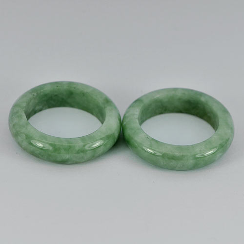 27.92 Ct. 2 Pcs. Charming Natural Gems White Green Rings Jade Size 5