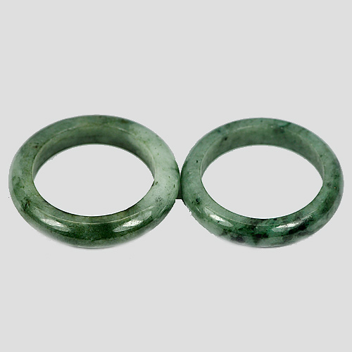Round White Green Rings Jade Size 7 Natural Gemstones 25.60 Ct. 2 Pcs. Unheated