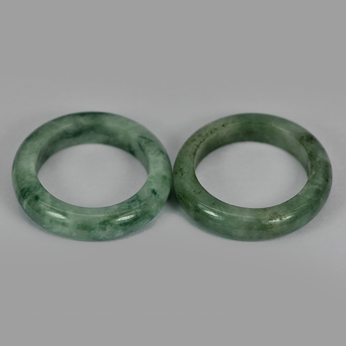 21.66 Ct. 2 Pcs. Attractive Round Natural White Green Rings Jade Size 7819811875