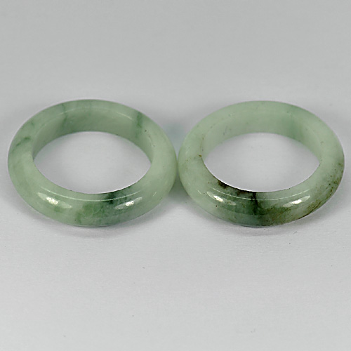 31.81 Ct. 2 Pcs. Round Natural Gemstone Green Black Jade Ring Size 7