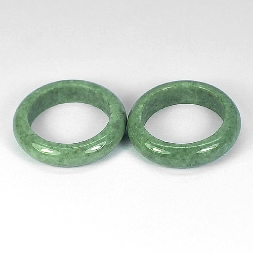 32.12 Ct. 2 Pcs. Good Round Natural White Green Rings Jade Size 7 Unheated