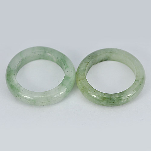 23.81 Ct. 2 Pcs. Attractive Natural Gems White Green Rings Jade Size 5