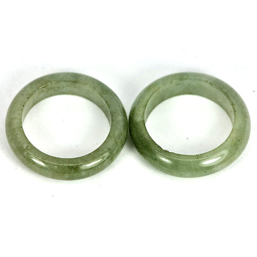 Green Rings Jade Sz 5.5 Unheated 23.40 Ct. 2 Pcs. Round Shape Natural Gems