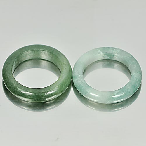 24.16 Ct. 2 Pcs. Nice Natural Gems White Green Rings Jade Size 5.5