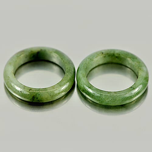 Green Rings Jade Size 5.5 Unheated 22.79 Ct. 2 Pcs. Round Shape Natural Gems