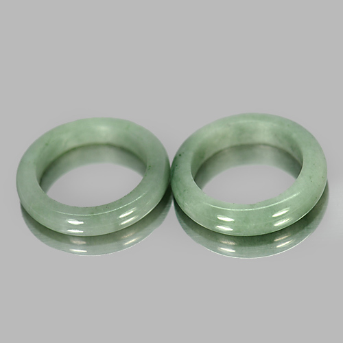 Nice Gems 22.78 Ct. 2 Pcs. Natural White Green Rings Jade Size 5.5