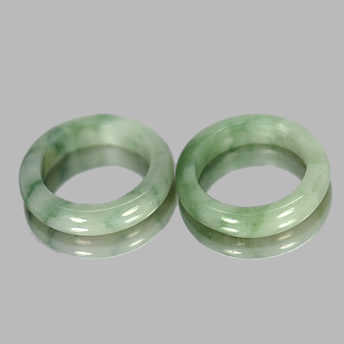 24.48 Ct. 2 Pcs. Natural Gems White Green Rings Jade Size 5.5 Thailand