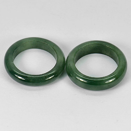 26.10 Ct. 2 Pcs. Round Natural Gems Green Rings Jade Size 5.5 Thailand