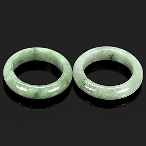 22.60 Ct. 2 Pcs. Beauteous Natural Gems White Green Rings Jade Size 5.5