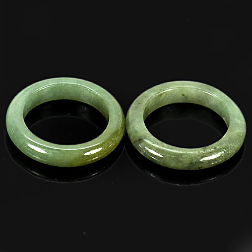 21.64 Ct. 2 Pcs. Natural Gems White Green Honey Rings Jade Size 5.5