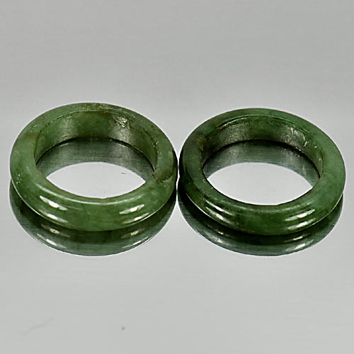 Green Rings Jade Size 5.5 Unheated 21.64 Ct. 2 Pcs. Round Shape Natural Gems