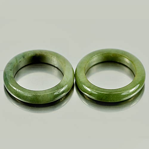 Green Rings Jade Size 5.5 Natural Gems 22.09 Ct. 2 Pcs. Unheated
