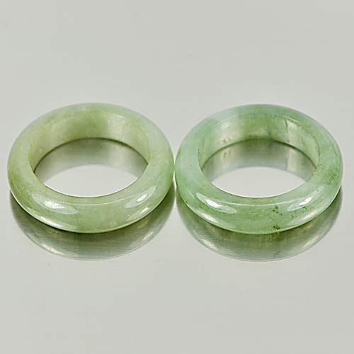 Green Jade Ring Size 5.5 Natural Gemstone 26.48 Ct. 2 Pcs. Thailand Unheated