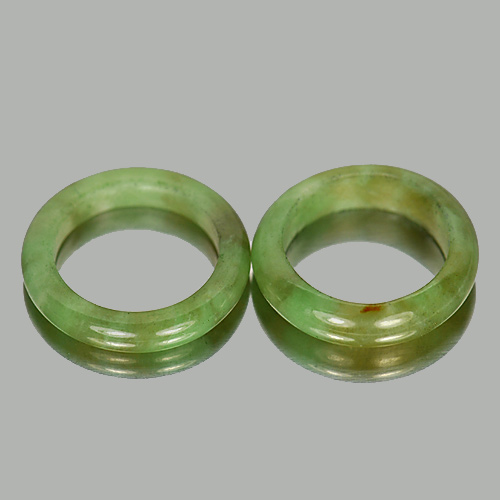 21.96 Ct. 2 Pcs. Round Natural Gems Green Honey Rings Jade Size 5.5