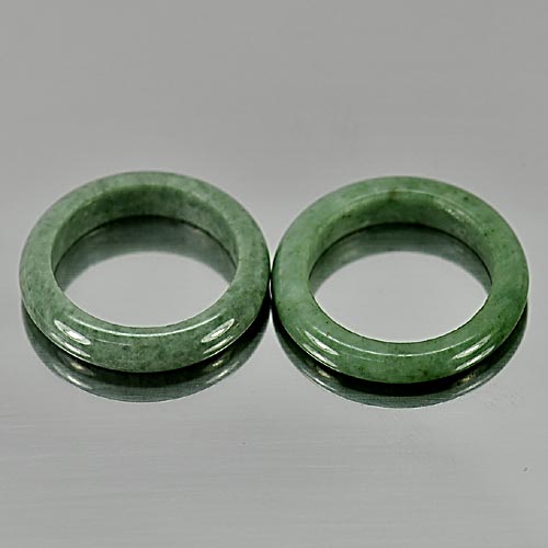 Green Rings Jadeite Jade Sz 7.5 Unheated 24.82 Ct. 2 Pcs. Round Natural Gems
