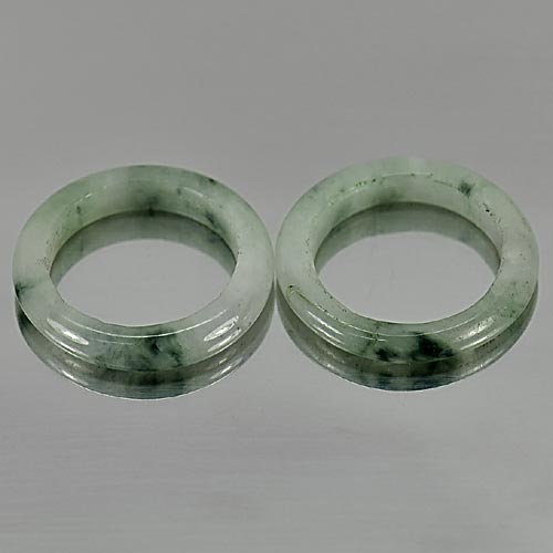 23.67 Ct. 2 Pcs. Natural Chinese White Green Rings Jadeite Jade Sz 7.5