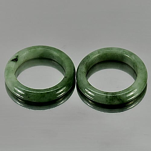 27.26 Ct. 2 Pcs. Natural Chinese White Green Rings Jadeite Jade Sz 7.5