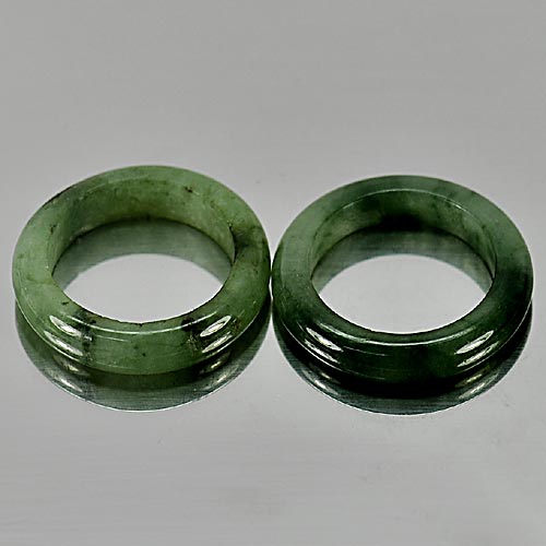 Green Rings Jadeite Jade Sz 5.5 Round Shape 23.71 Ct. 2 Pcs. Natural Gemstones